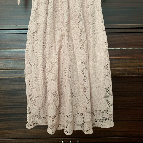 Lace Button-Front Midi Dress, Light Pink, Size Small - Picture 9 of 12